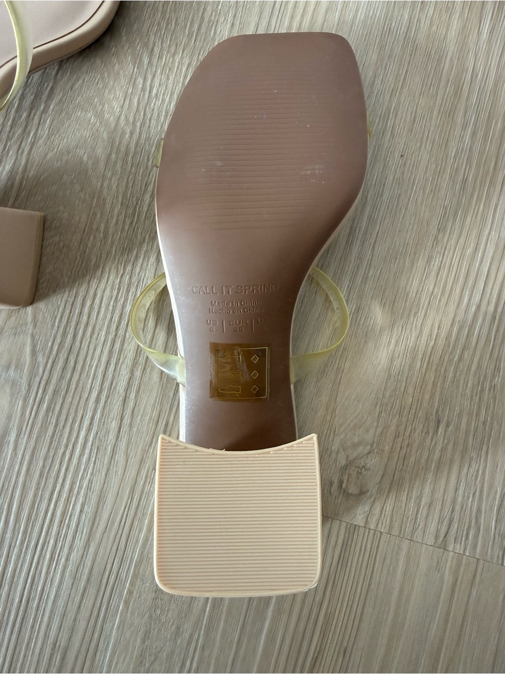 Call It Spring Nude Block-Heel Sandals with Clear Straps - Picture 4 of 4